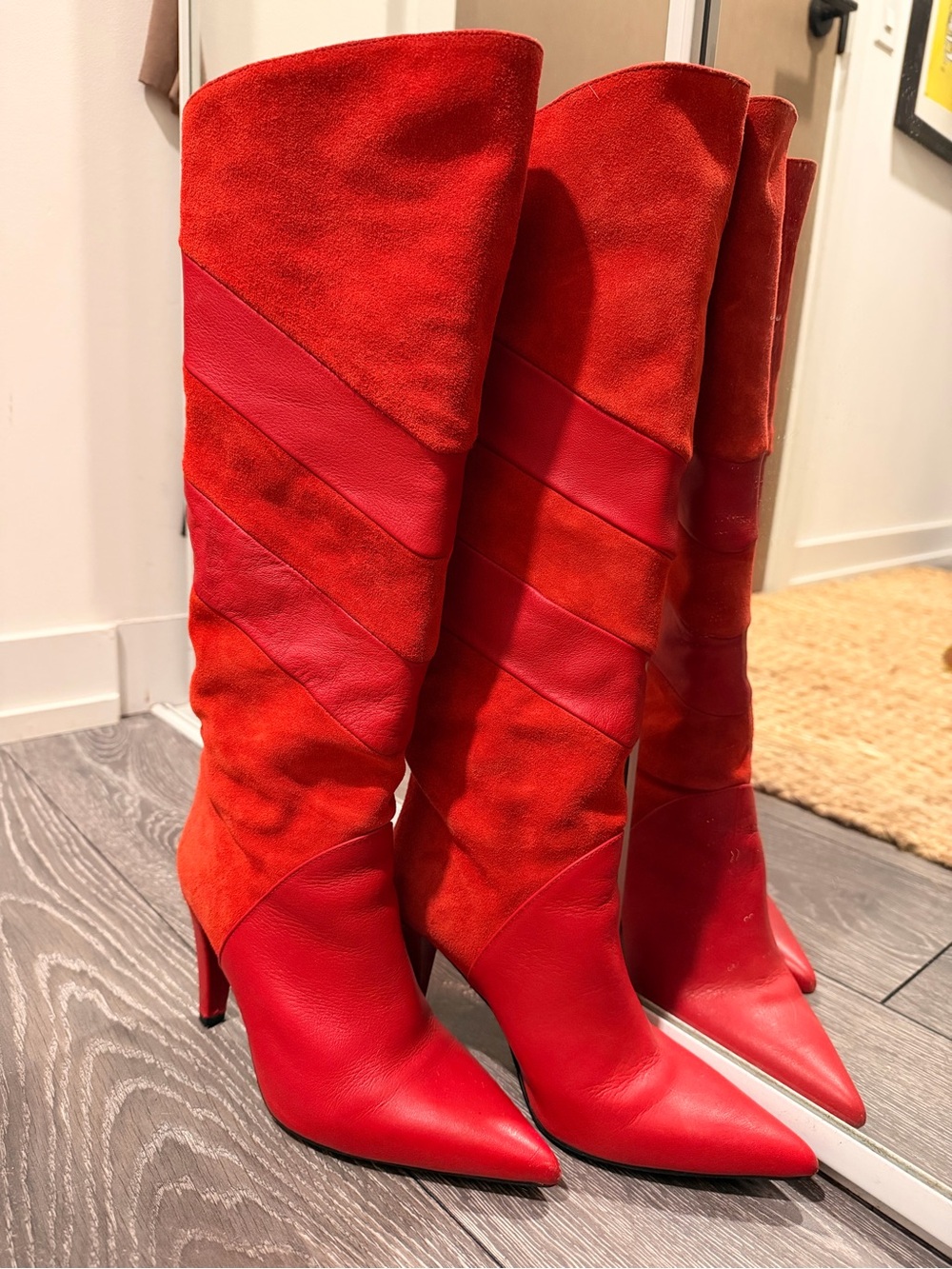 L'INTERVALLE Red Over-the-Knee Pointed Toe Boots - Picture 5 of 6